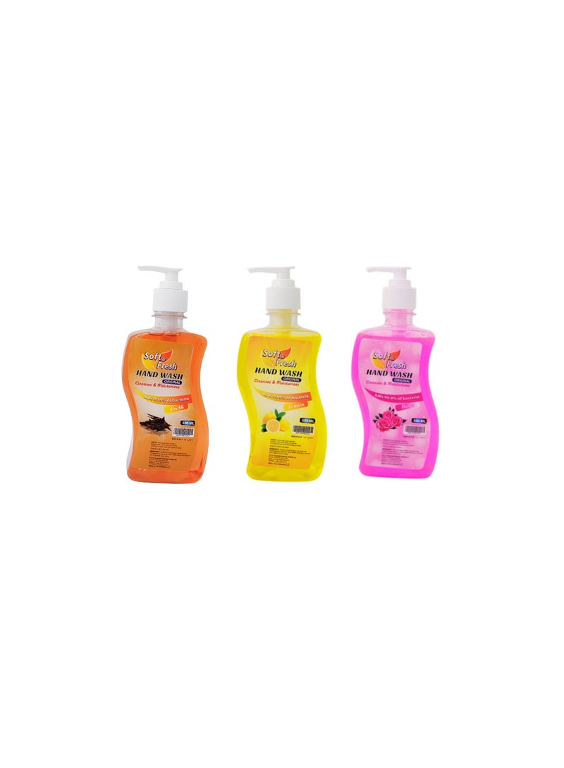 Soft & Fresh Liquid Hand Wash Combo Pack of 3 (Oud, Lemon & Rose) | 500 ml Each | Gentle Daily Cleanser | Refreshing & Luxurious Fragrances - Image 1